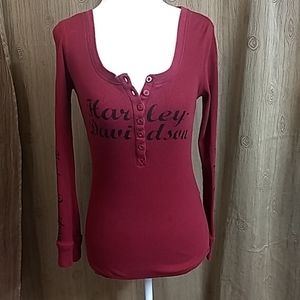 Harley Davidson 100% Cotton longsleeve Henley Top